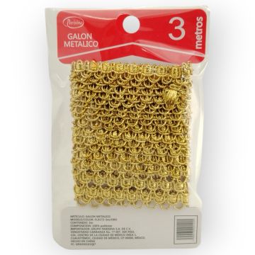 Galón Metálico de 3 m Oro Fl9172