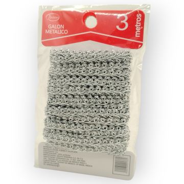Galón Metálico de 3 m Plata Fl8066-F-3Mt