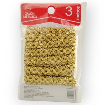 Galón Metálico de 3 m Oro Fl8200