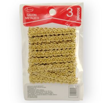 Galón Metálico de 3 m Oro Fl8720