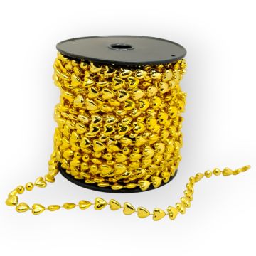 Cuentas en Rollo Oro Corazones 9 mm