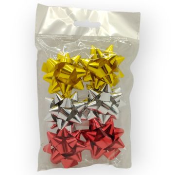 Moño para Regalo c/ adhesivo 2" Estrella Surtido Metálico 1