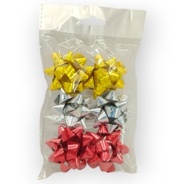 Moño para Regalo c/ adhesivo 2" Estrella Surtido Holográfico 1