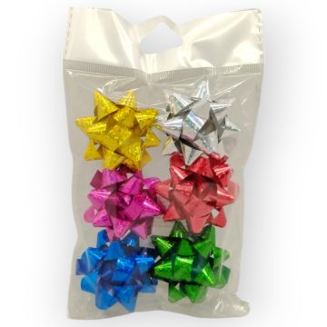 Moño para Regalo c/ adhesivo 2" Estrella Surtido Holográfico 2
