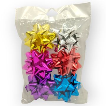 Moño para Regalo c/ adhesivo 3" Estrella Surtido Metálico 2