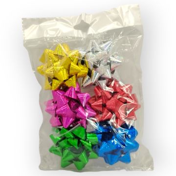 Moño para Regalo c/ adhesivo 3" Estrella Surtido Holográfico 2