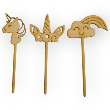 Pick de Madera Unicornio 12 cm