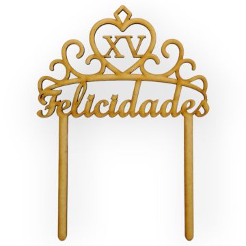 Pick de Madera Xv Años Corona 15 cm