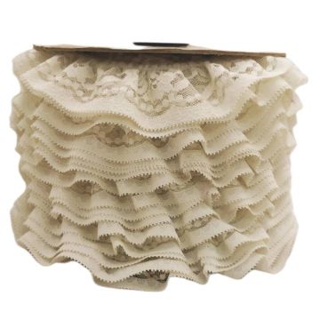 Encaje Valenciano Plisado #5 H165182 Hueso 4.5 Cm