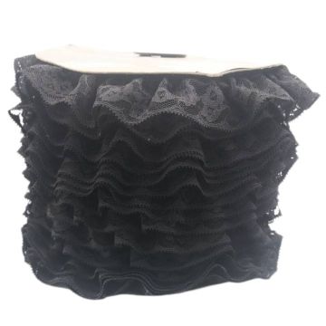 Encaje Valenciano Plisado #2 G165418 Negro 4.5 Cm