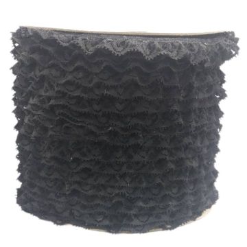 Encaje Valenciano Plisado #8 R163051 Negro 2 Cm