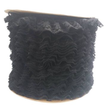 Encaje Valenciano Plisado #2 G165418 Negro 3 Cm