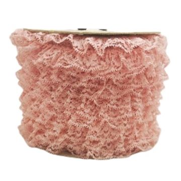 Encaje Valenciano Plisado #5 H165182 Rosa 3 Cm