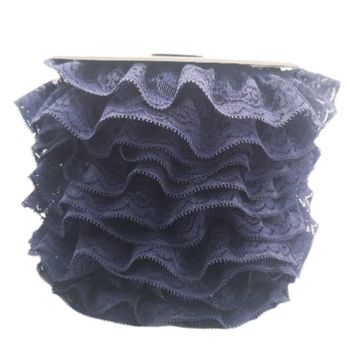 Encaje Valenciano Plisado #4 H165181 Marino 4.5 Cm