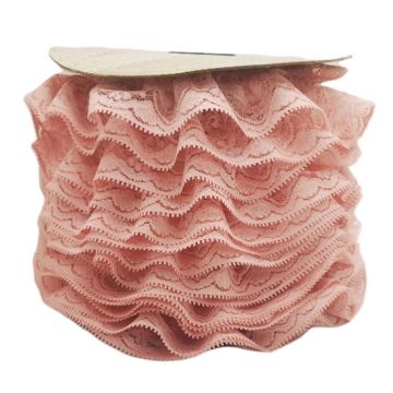 Encaje Valenciano Plisado #4 H165181 Rosa 4.5 Cm