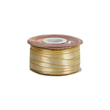 Listón Satinado Con Orilla Metálica Oro-Beige #9
