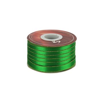 Listón Satinado Con Orilla Metálica Oro-Verde Bandera #9
