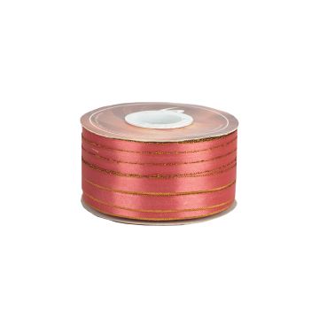 Listón Satinado Con Orilla Metálica Oro-Coral #1