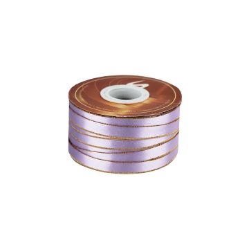 Listón Satinado Con Orilla Metálica Oro-Lila #1.5
