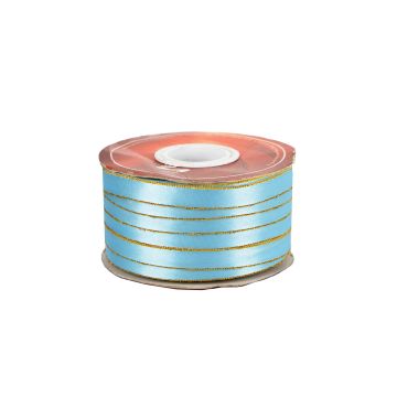 Listón Satinado Con Orilla Metálica Oro-Cielo #5