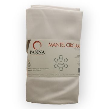 Mantel Decorativo Redondo Jaquard Blanco Rayas