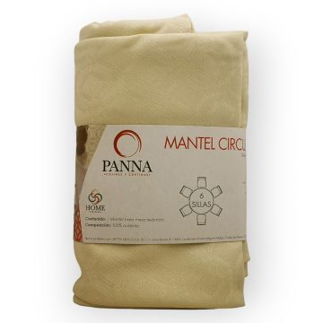 Mantel Decorativo Redondo Jaquard Rombos Hueso Liso