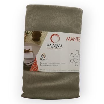 Mantel Decorativo Redondo Jaquard Rombos Gris Perla Liso