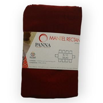 Mantel Decorativo Rectangular Jaquard Rombos Rojo Vino Liso Grande