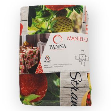 Mantel Decorativo Cuadrado Tergal Estampado Rojo Fresas