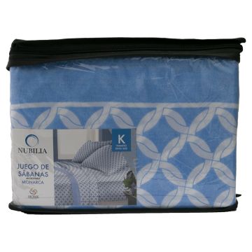 Juego De Sabanas Monarca Estampadas Microfibra Coronado Azul Cielo king size