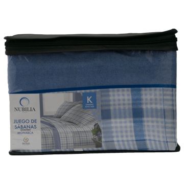 Juego De Sabanas Monarca Estampadas Microfibra Fargo Azul king size