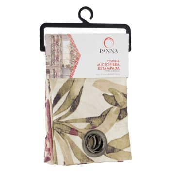 Cortina Microfibra Estampada Flores Morado