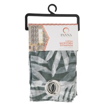 Cortina Microfibra Estampada Ramas Gris Oxford
