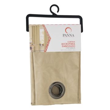 Cortina Microfibra Embozado Hojas Beige