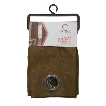 Cortina Microfibra Embozado Hojas Chocolate