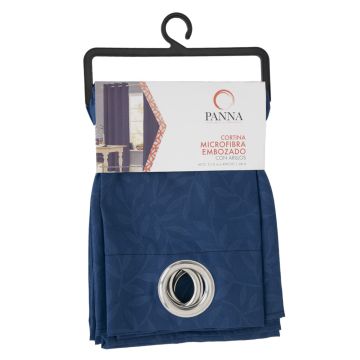 Cortina Microfibra Embozado Hojas Marino