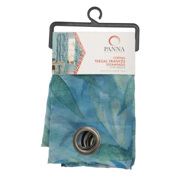 Cortina Tergal Frances Estampado Hojas Verde