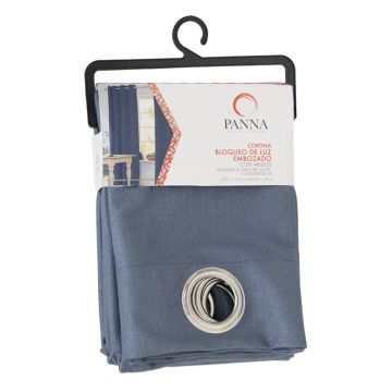 Cortina Bloqueo de Luz Embozado Sólido Marino