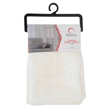 Cortina Tergal Zurich Tubo Sólido Hueso