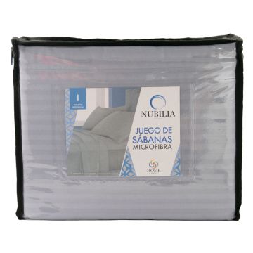 Juego De Sabanas Embossed Microfibra Sólido Gris Perla individual