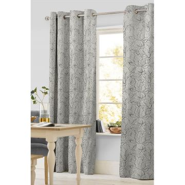 Cortina Decorativa Marbella II Arillos Abastracto Gris Perla