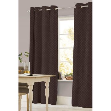 Cortina Decorativa Marbella II Arillos Rombos Chocolate
