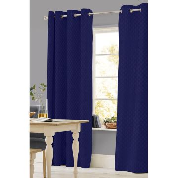 Cortina Decorativa Marbella II Arillos Rombos Azul