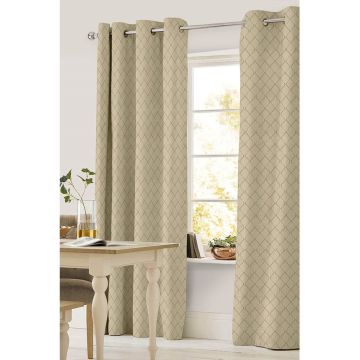 Cortina Decorativa Marbella II Arillos Ondas Hueso