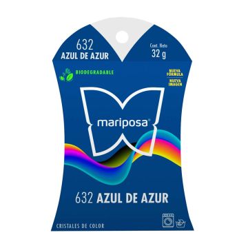 Colorante para telas Mariposa Cristales Azul de Azur No.632 de 32 g