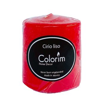 Cirio Cilíndrico Liso Rojo 7 X 8 cm