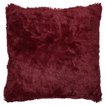 Cojín Decorativo Pelo Largo Rojo Vino