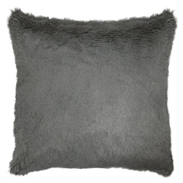 Cojín Decorativo Pelo Largo Gris Plata
