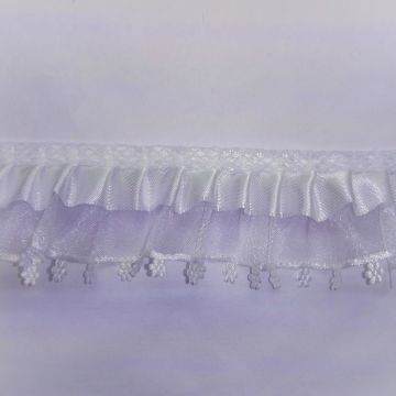 Organza Plisada Con Liston T-2850 Blanco