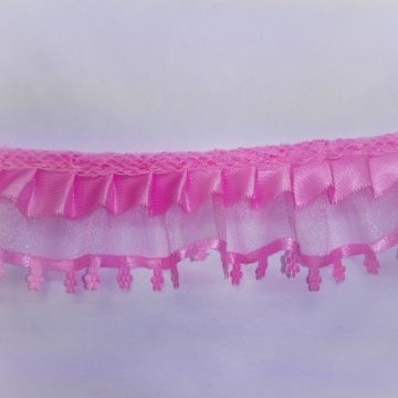 Organza Plisada Con Liston T-2850 Rosa